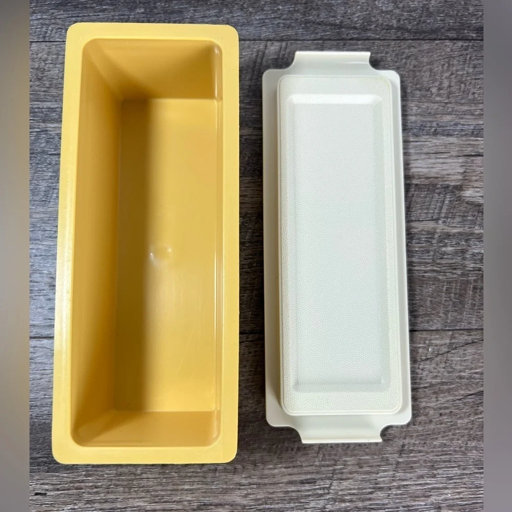 Vintage Tupperware butter dish single stick container harvest gold
